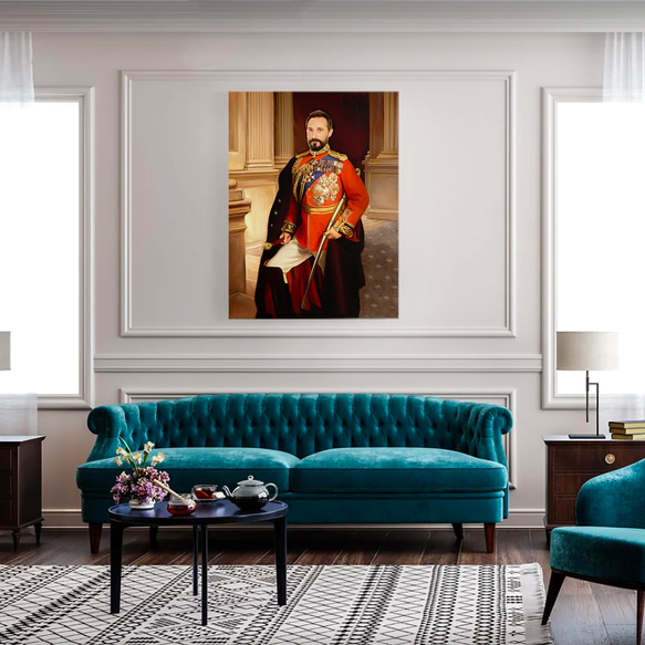 【オーダーメイド】写真からカスタムロイヤルキング天皇皇帝油絵スタイルの肖像画一点物 似顔絵 イラスト彼氏夫の贈り物誕生日 100%