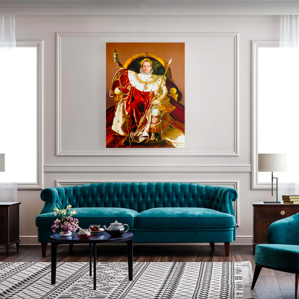 【オーダーメイド】写真からカスタムロイヤルキング天皇皇帝油絵スタイルの肖像画一点物 似顔絵 イラスト彼氏夫の贈り物誕生日 100%