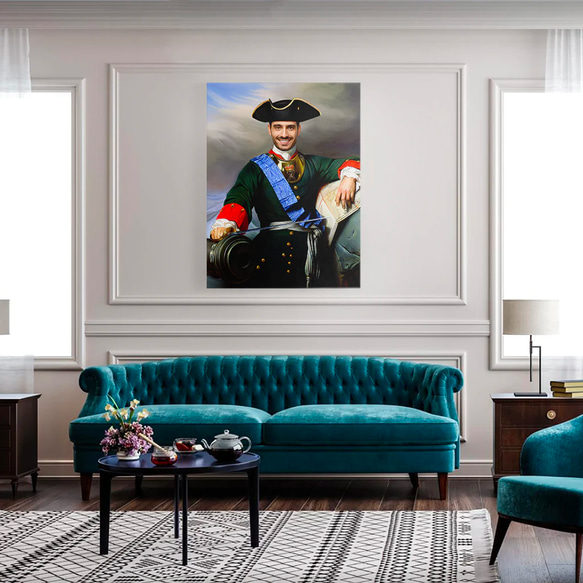 【オーダーメイド】写真からカスタムロイヤルキング天皇皇帝油絵スタイルの肖像画一点物 似顔絵 イラスト彼氏夫の贈り物誕生日 100%