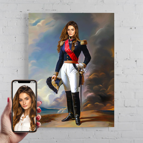 【オーダーメイド】写真からカスタムロイヤルキング天皇皇帝油絵スタイルの肖像画一点物 似顔絵 イラスト彼氏夫の贈り物誕生日 100%