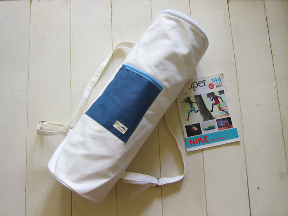 Canvas Yoga Bag - White +  Grey Blue 3枚目の画像