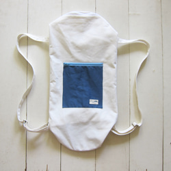 瑜珈袋 可調雙肩手提-白 / 藍灰 (前拉鍊袋) 第2張的照片