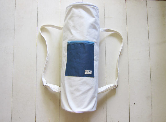 Canvas Yoga Bag - White +  Grey Blue 1枚目の画像