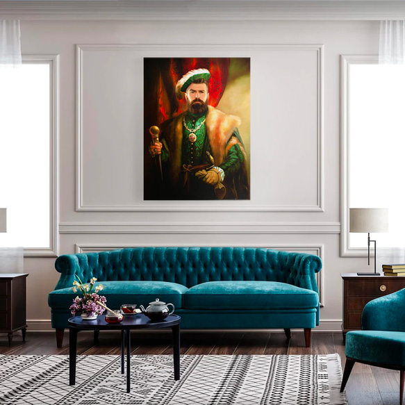 【オーダーメイド】写真からカスタムロイヤルキング天皇皇帝油絵スタイルの肖像画一点物 似顔絵 イラスト彼氏夫の贈り物誕生日 100%