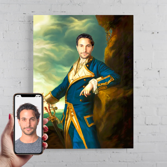 【オーダーメイド】写真からカスタムロイヤルキング天皇皇帝油絵スタイルの肖像画一点物 似顔絵 イラスト彼氏夫の贈り物誕生日                                     彼または彼女へのユニークなカスタムギフトをお探しですか? パーソナ Q1542688555(11830円)