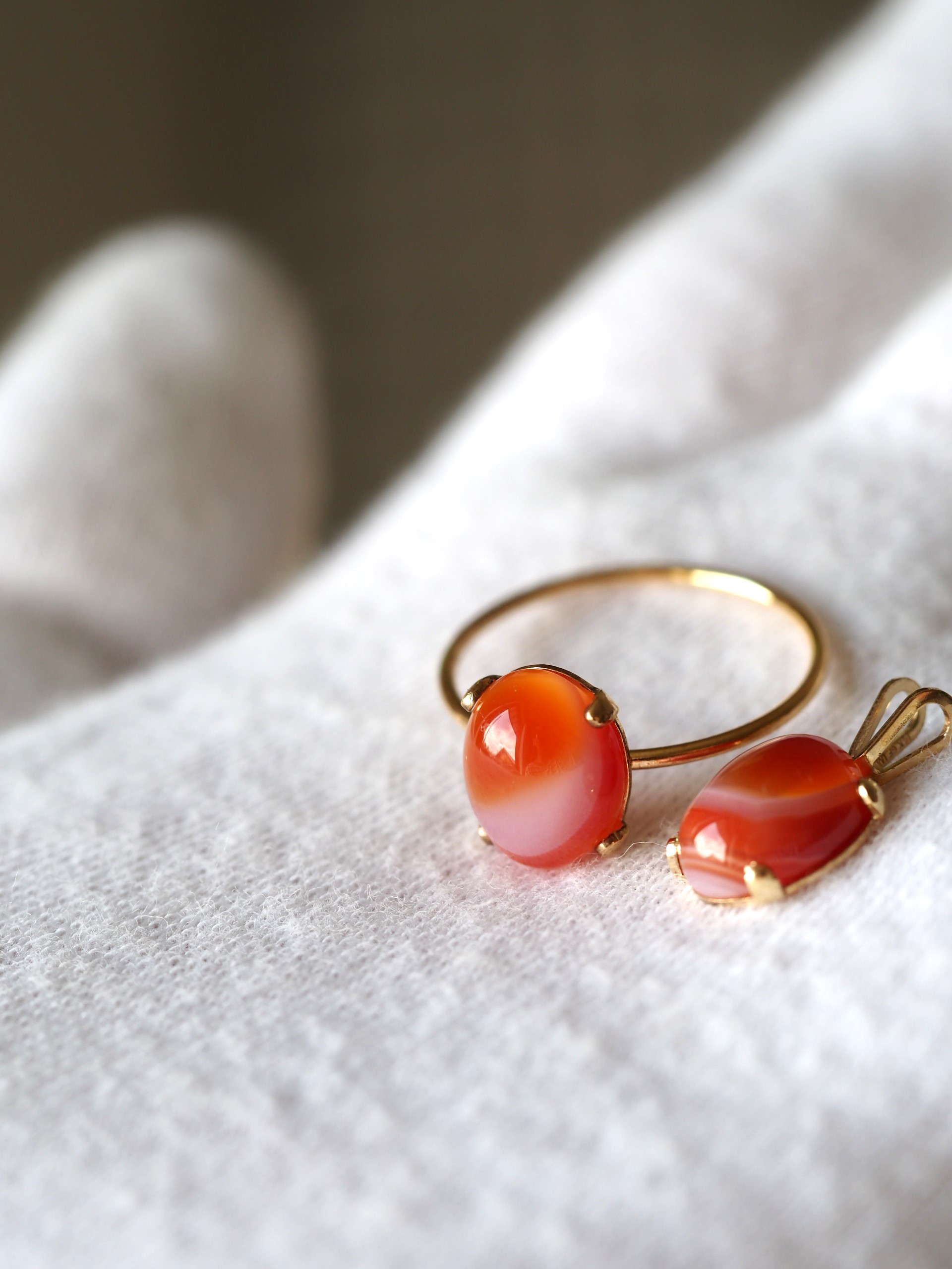 カーネリアン１０　K14gf製(固定サイズ）リング❀