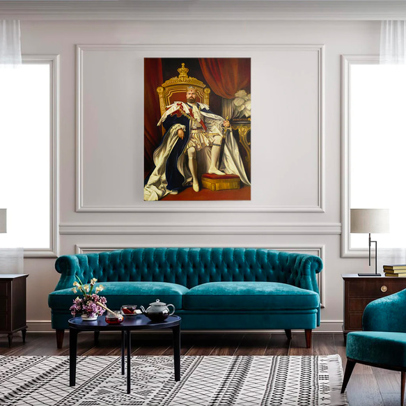 【オーダーメイド】写真からカスタムロイヤルキング天皇皇帝油絵スタイルの肖像画一点物 似顔絵 イラスト彼氏夫の贈り物誕生日 100%