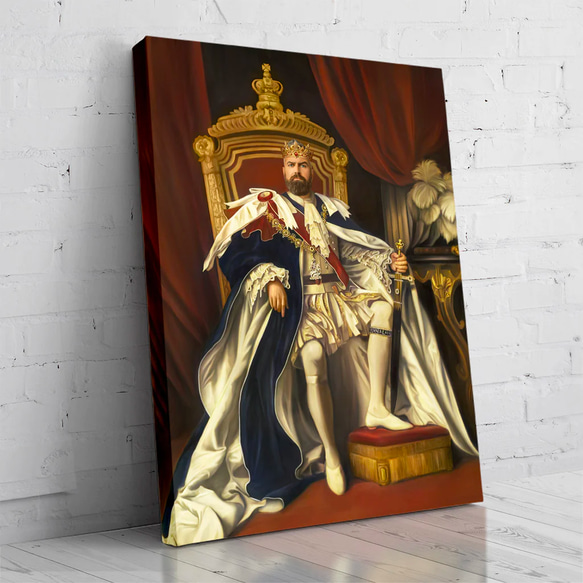 【オーダーメイド】写真からカスタムロイヤルキング天皇皇帝油絵スタイルの肖像画一点物 似顔絵 イラスト彼氏夫の贈り物誕生日 100%