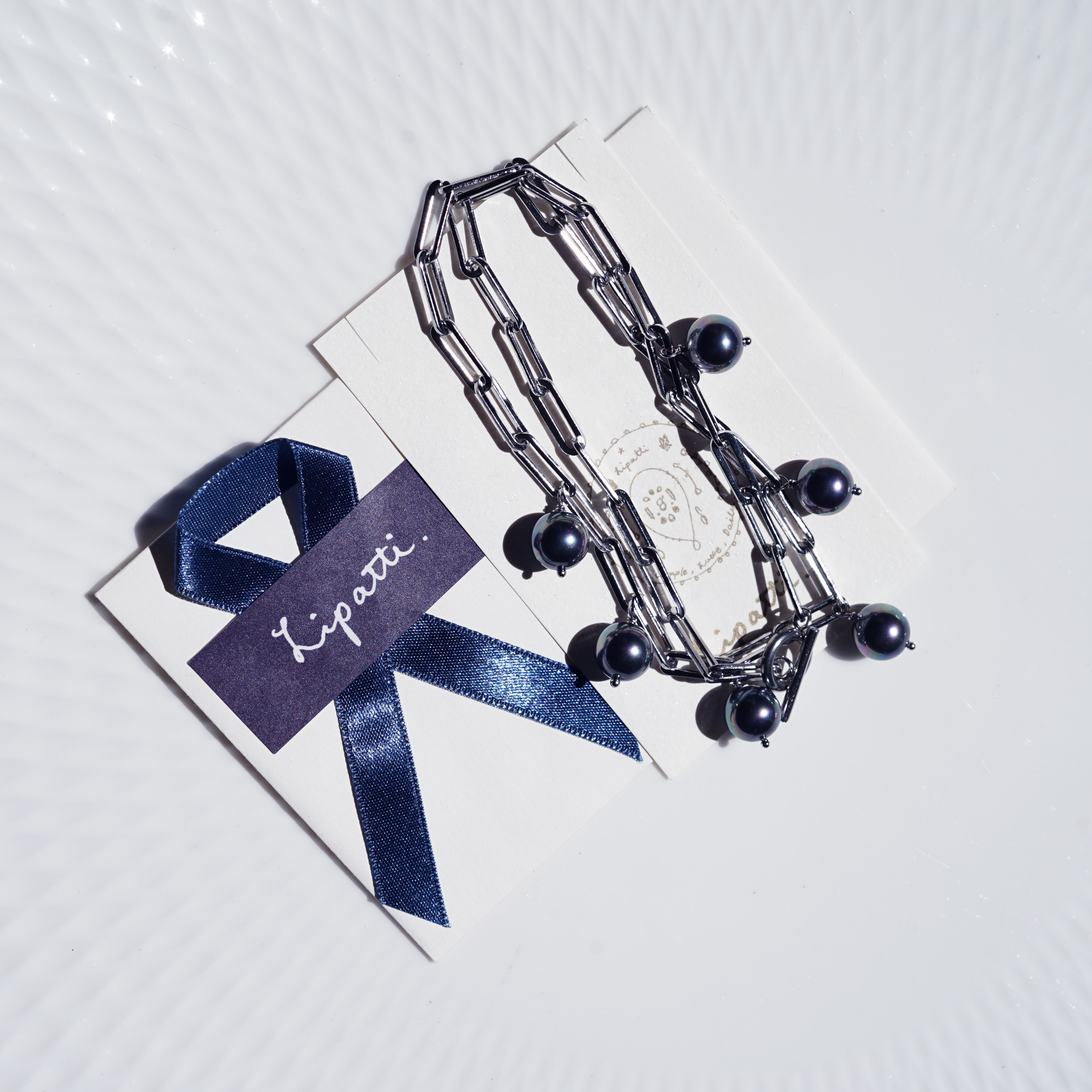 サージカルステンレス★ピーコックパールのマンテル45cmネックレス　～Eveliina