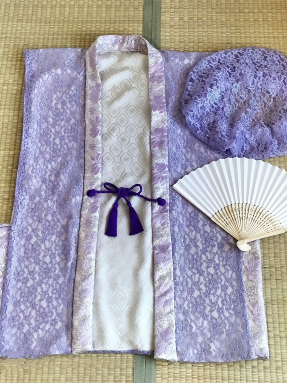 1JU0　紫色のちゃんちゃんこと帽子　5セット　ハンドメイド 1JU0 紫色のちゃんちゃんこと帽子 5セット ハンドメイド 楽天