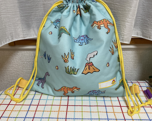 【オーダーメイド】入園入学グッズ　恐竜柄 恐竜柄【入園入学グッズ/オーダー受付中】体操着袋/巾着袋/着替え袋/給食