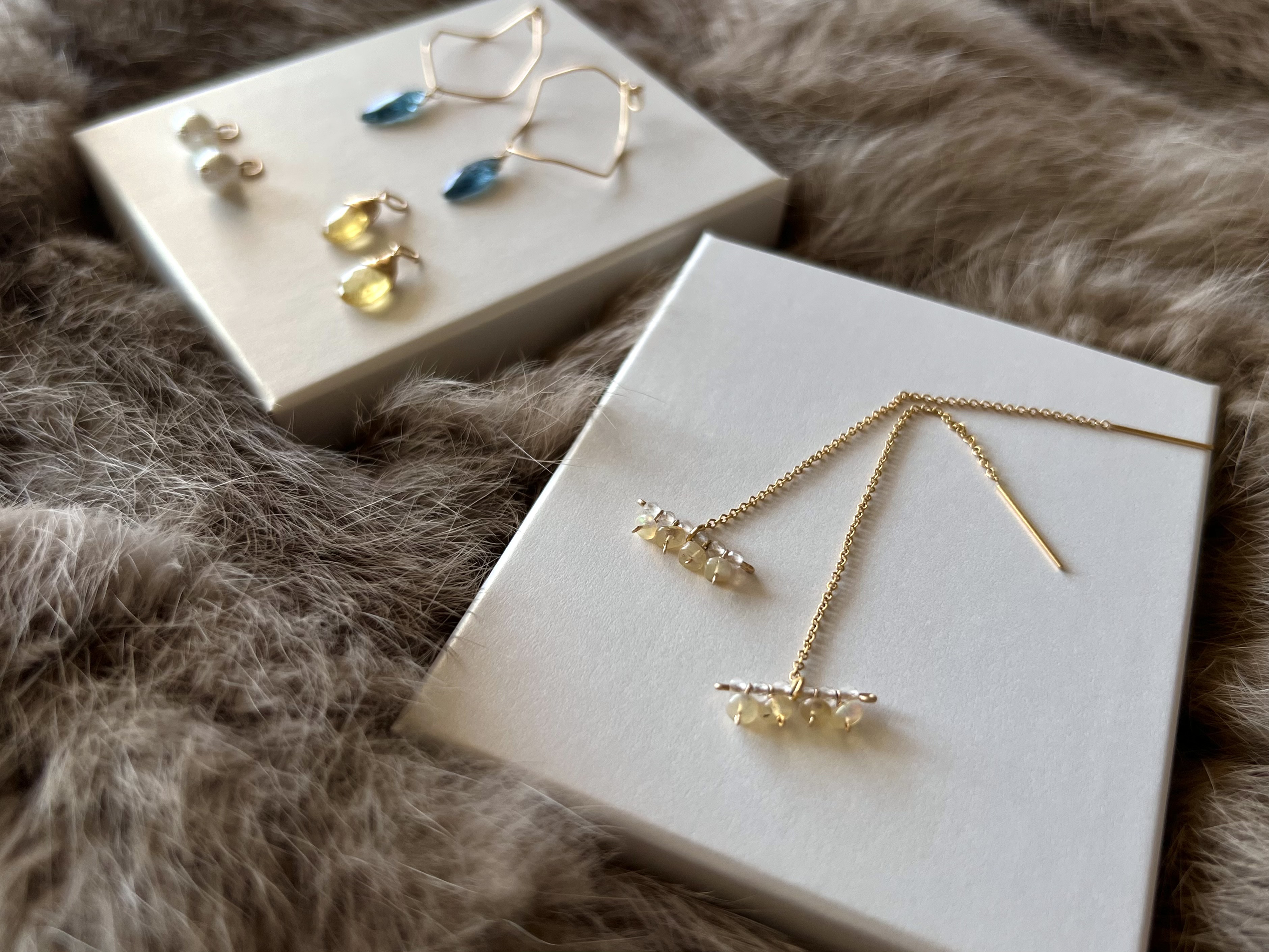 【秋の福袋】バーアメリカンピアスとチャーム3点のセット【オパール】14kgf 【送料無料】