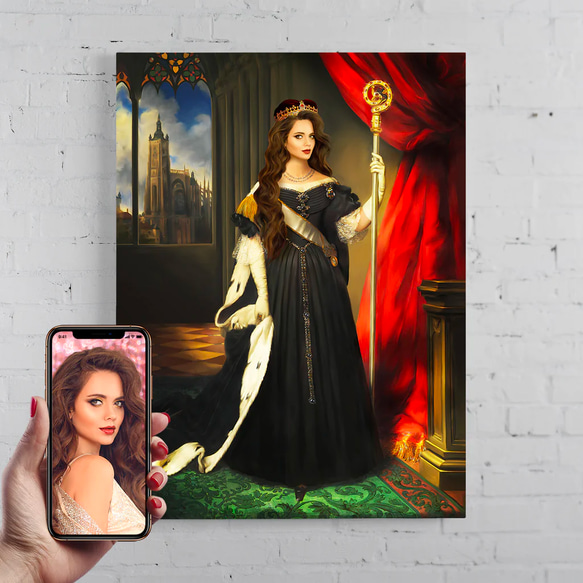 【オーダーメイド】写真からカスタムロイヤルキング天皇皇帝油絵スタイルの肖像画一点物 似顔絵 イラスト彼氏夫の贈り物誕生日 100%