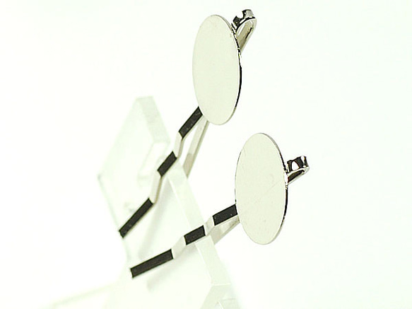 アクセサリパーツ 金具 １２ｍｍ皿付き ヘアーピン ピン３８ｍｍ 銀色 シルバーカラー ２コ入り 2枚目の画像