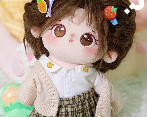 20cm 着せ替え ぬいぐるみ服 メイド ドレス ヘアバンド 靴付き