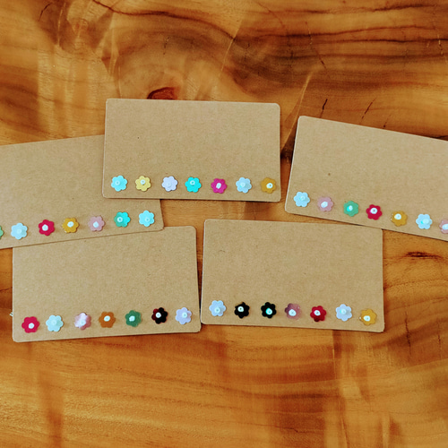 メッセージカード ミニカード】紙刺繍メッセージカードミニ カラフルお花 5枚