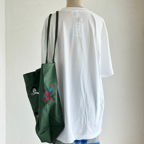 巨匠動物園】ランダム刺繍いっぱいトート・カーキ トートバッグ BESIDE