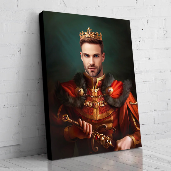 【オーダーメイド】写真からカスタムロイヤルキング天皇皇帝油絵スタイルの肖像画一点物 似顔絵 イラスト彼氏夫の贈り物誕生日 100%