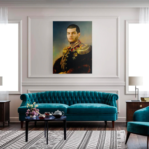 【オーダーメイド】写真からカスタムロイヤルキング天皇皇帝油絵スタイルの肖像画一点物 似顔絵 イラスト彼氏夫の贈り物誕生日 100%