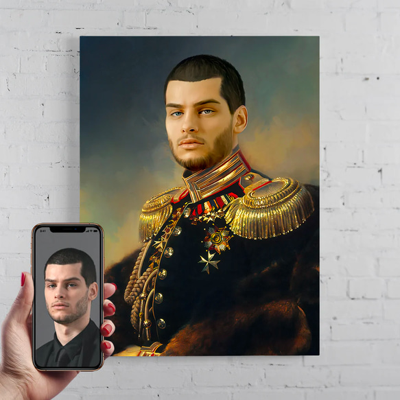 【オーダーメイド】写真からカスタムロイヤルキング天皇皇帝油絵スタイルの肖像画一点物 似顔絵 イラスト彼氏夫の贈り物誕生日 100%
