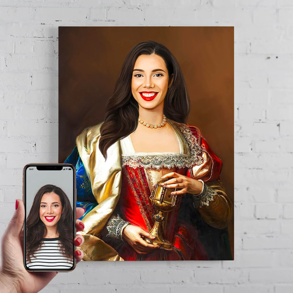 【オーダーメイド】写真からカスタムロイヤルキング天皇皇帝油絵スタイルの肖像画一点物 似顔絵 イラスト彼氏夫の贈り物誕生日 100%