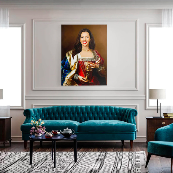 【オーダーメイド】写真からカスタムロイヤルキング天皇皇帝油絵スタイルの肖像画一点物 似顔絵 イラスト彼氏夫の贈り物誕生日 100%