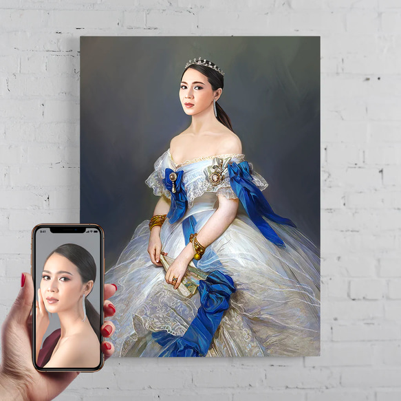 【オーダーメイド】写真からカスタムロイヤルキング天皇皇帝油絵スタイルの肖像画一点物 似顔絵 イラスト彼氏夫の贈り物誕生日 100%