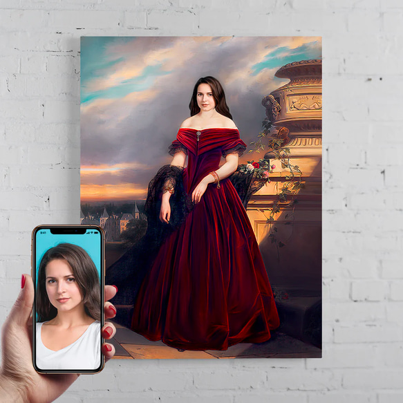 【オーダーメイド】写真からカスタムロイヤルキング天皇皇帝油絵スタイルの肖像画一点物 似顔絵 イラスト彼氏夫の贈り物誕生日 100%