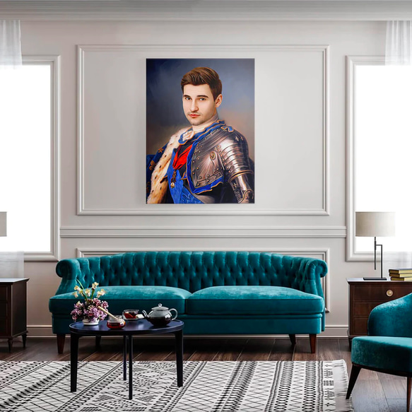 【オーダーメイド】写真からカスタムロイヤルキング天皇皇帝油絵スタイルの肖像画一点物 似顔絵 イラスト彼氏夫の贈り物誕生日 100%