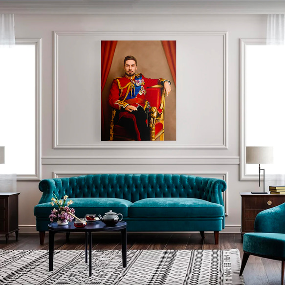 【オーダーメイド】写真からカスタムロイヤルキング天皇皇帝油絵スタイルの肖像画一点物 似顔絵 イラスト彼氏夫の贈り物誕生日 100%