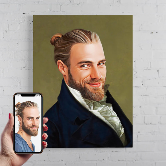 【オーダーメイド】写真からカスタムロイヤルキング天皇皇帝油絵スタイルの肖像画一点物 似顔絵 イラスト彼氏夫の贈り物誕生日 100%