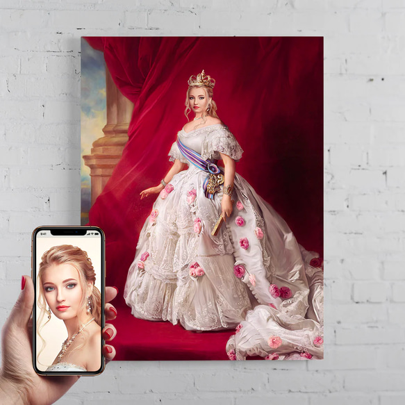 【オーダーメイド】写真からカスタムロイヤルキング天皇皇帝油絵スタイルの肖像画一点物 似顔絵 イラスト彼氏夫の贈り物誕生日 100%