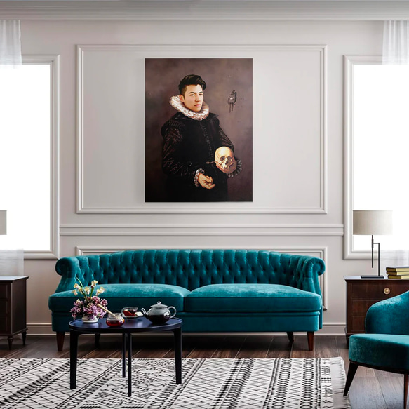 【オーダーメイド】写真からカスタムロイヤルキング天皇皇帝油絵スタイルの肖像画一点物 似顔絵 イラスト彼氏夫の贈り物誕生日 100%