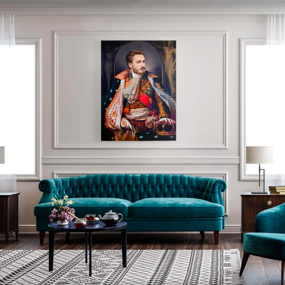 【オーダーメイド】写真からカスタムロイヤルキング天皇皇帝油絵スタイルの肖像画一点物 似顔絵 イラスト彼氏夫の贈り物誕生日 100%