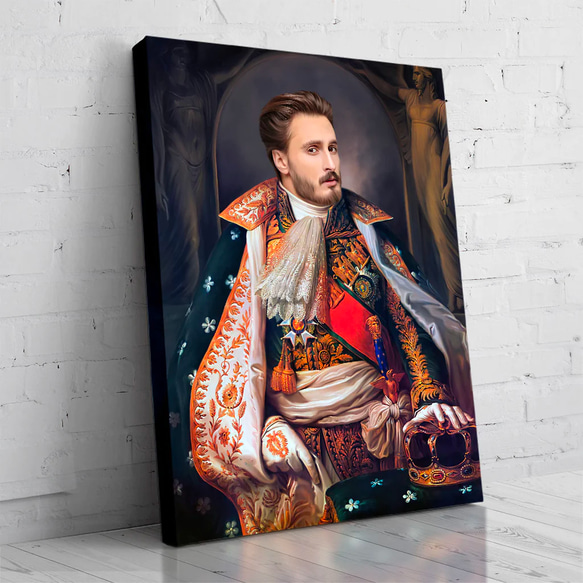 【オーダーメイド】写真からカスタムロイヤルキング天皇皇帝油絵スタイルの肖像画一点物 似顔絵 イラスト彼氏夫の贈り物誕生日 100%