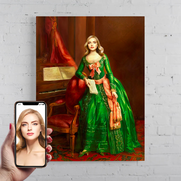 【オーダーメイド】写真からカスタムロイヤルキング天皇皇帝油絵スタイルの肖像画一点物 似顔絵 イラスト彼氏夫の贈り物誕生日 100%