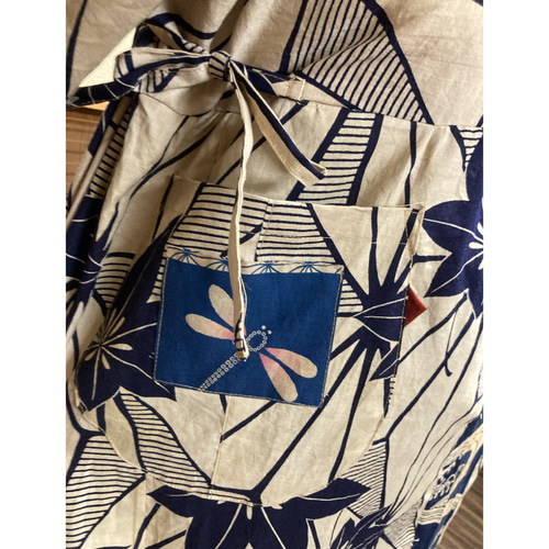 もみじ柄の浴衣の柿渋染めワンピース 浴衣リメイク ワンピース 着物