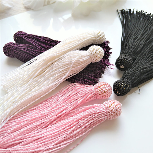 コットンタッセル 数珠パーツ 房 同色2個1組 【カラー選択】 約9cm 綿