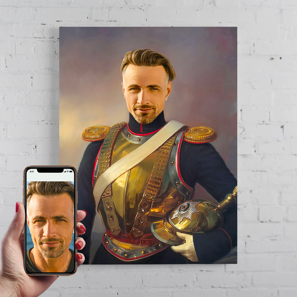 【オーダーメイド】写真からカスタムロイヤルキング天皇皇帝油絵スタイルの肖像画一点物 似顔絵 イラスト彼氏夫の贈り物誕生日 100%