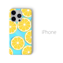 水の上のレモン iPhoneケース（ハードケース全面プリント） 1枚目の画像