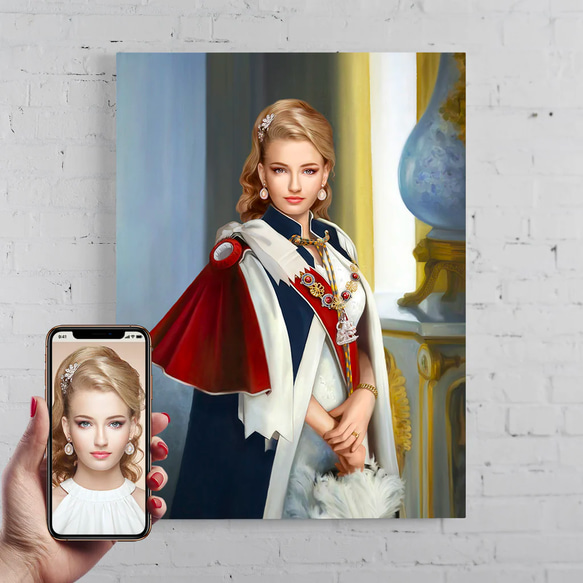 【オーダーメイド】写真からカスタムロイヤルキング天皇皇帝油絵スタイルの肖像画一点物 似顔絵 イラスト彼氏夫の贈り物誕生日 100%