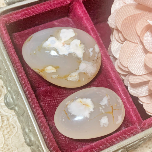 運気の流れを良くするお守り石☆桜瑪瑙のパーム2個セット その他