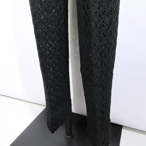 極美品✨ロンハーマン ニットパンツ リブパンツ ケーブル編み 毛100% 黒 ニットパンツ レディース 秋冬 ロング丈 太め 裾に向かって