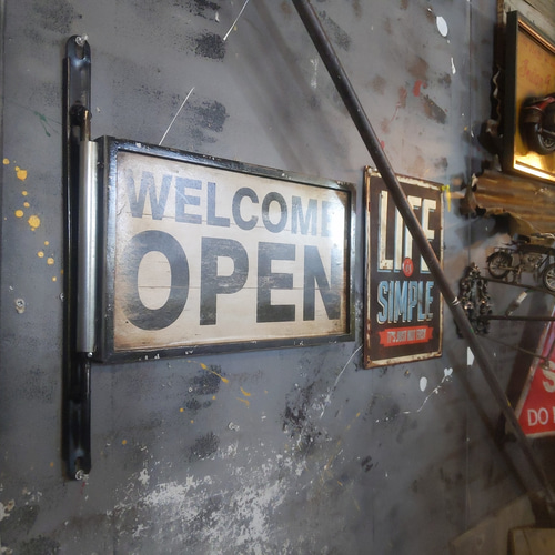 Old New！ オープン&クローズド 回転式看板 OPEN&CLOSED