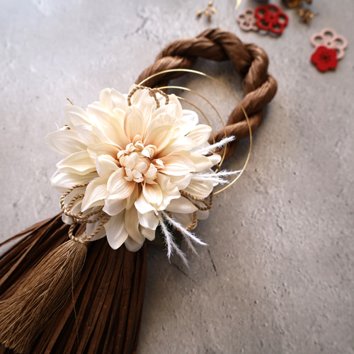 128）フラワーリースしめ縄飾りしめ縄お正月飾り