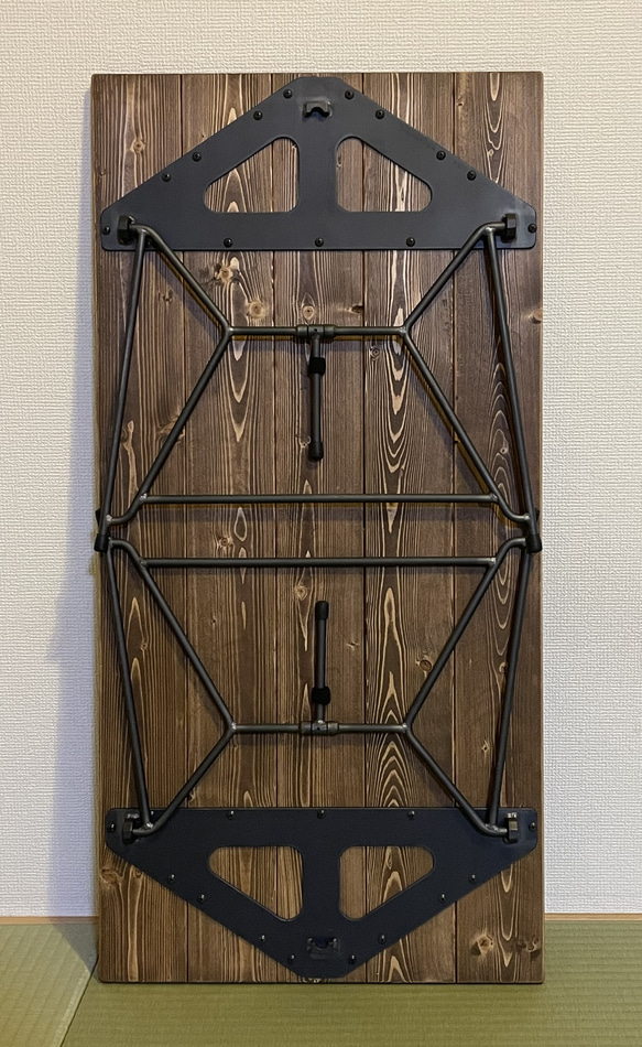 【アウトドアに最適‼】オリジナルアイアンレッグ折りたたみローテーブル（改） 14枚目の画像