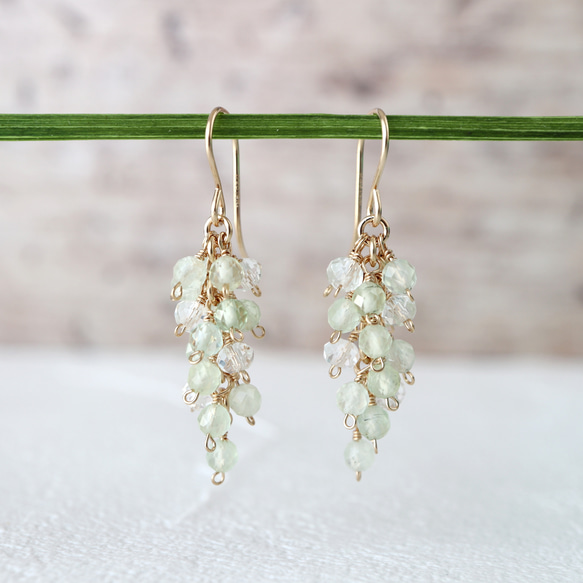 ✿SALE✿14kgf プレナイト オリジナルデザイン ぶどう ピアス 