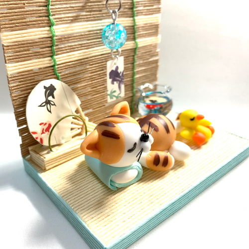 展示品】キューピットねこにゃん♡ 樹脂粘土 【石粉粘土】幸せを呼ぶ2匹の