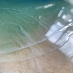 優しく透き通るブルーとエメラルドグリーンの海 3層波 穏やかな気分になれる スクウェアオーシャンレジンアート　.2 10枚目の画像