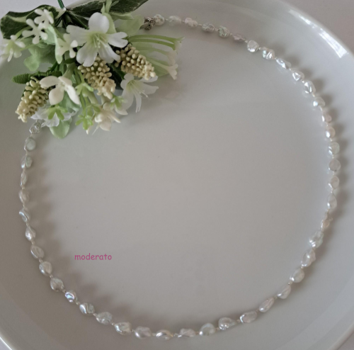 【ブルーグレーカラー】淡水パールネックレス　MNE011